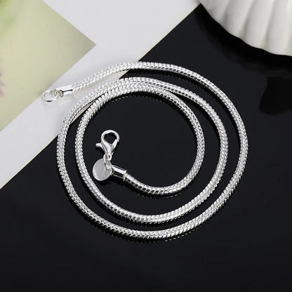 Silver Color Solid Snake Chain Necklace Men Women Fashion Jewelry For Pendant