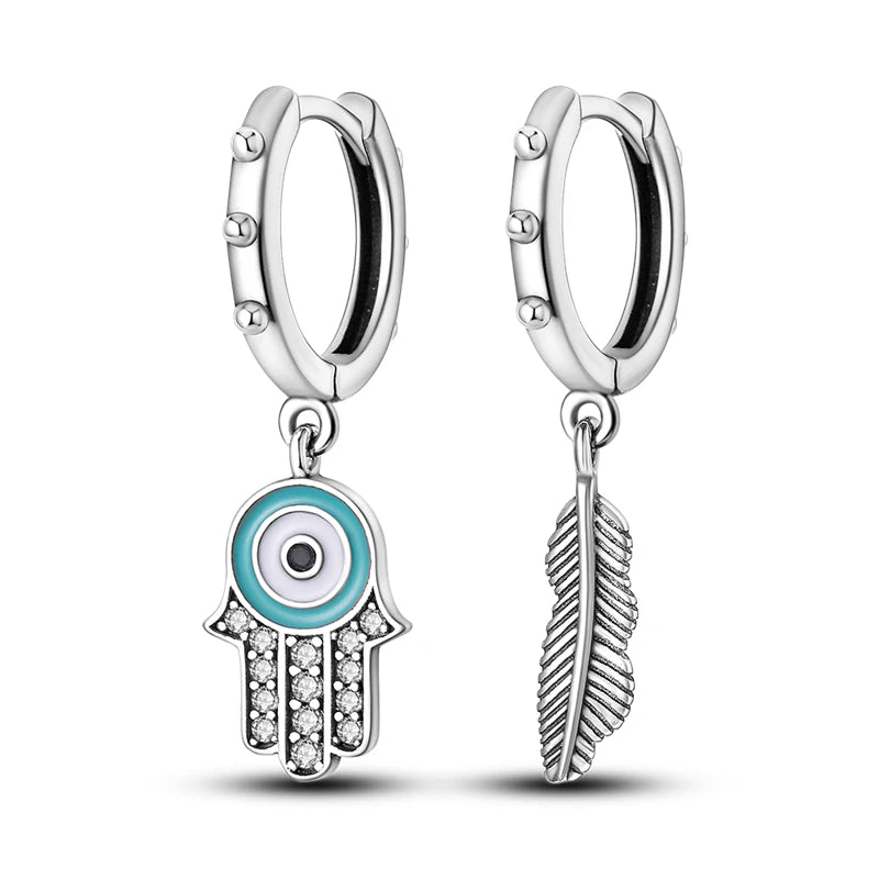 Dreamcatcher Snake Bone Earrings Cross Devil's Eye Feather Ear drop Earring Women Fine Jewelry