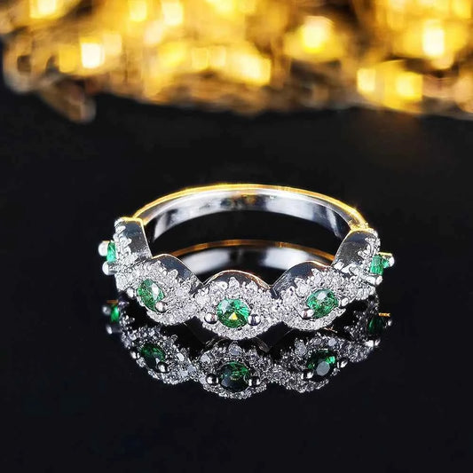 Green zircon eternity Rings