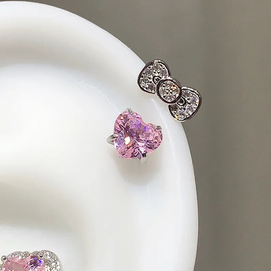 Cute Bowknot Love Heart Zircon Earring Punk Jewelry