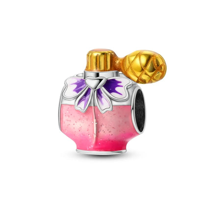 Romantic Pink Crown Perfume Bottle Charms Beads Fit Qikaola Bracelets Fine Jewelry