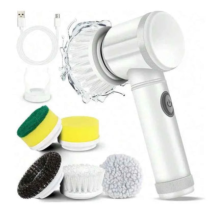 5-in-1 Electric Spin Scrubber Brush For Bathroom Tile Bathtub Sink, Power Scrubber With 5 Replaceable Brush Heads - DFShop