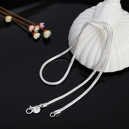 Silver Color Solid Snake Chain Necklace Men Women Fashion Jewelry For Pendant