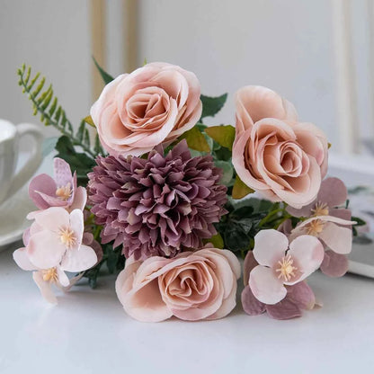Artificial Flowers Silk Rose Bouquet Fake Plants Decoration Accessories