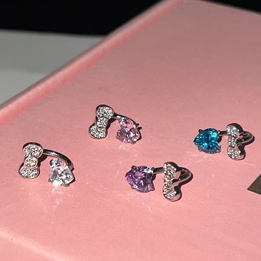 Cute Bowknot Love Heart Zircon Earring Punk Jewelry
