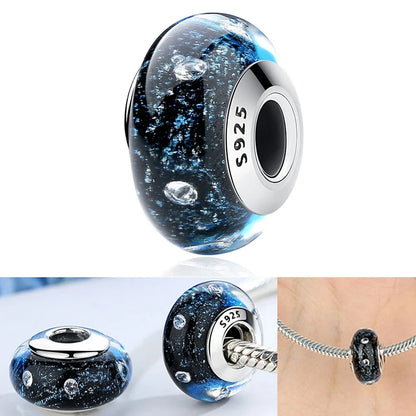 Colorful Flower Murano Glass Charm Fit Original Bracelet Necklace Heart Fine Jewelry