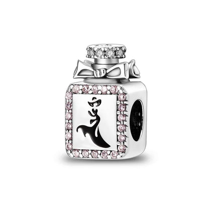 Romantic Pink Crown Perfume Bottle Charms Beads Fit Qikaola Bracelets Fine Jewelry