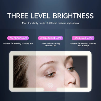 LED HD Car Interior Mirror Sun Visor Plate with Rechargeable Fill Light Thin Vanity Makeup Mirror for Women Universal Design