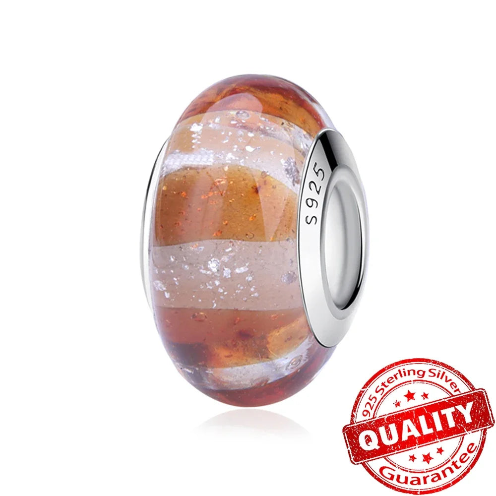 Colorful Flower Murano Glass Charm Fit Original Bracelet Necklace Heart Fine Jewelry