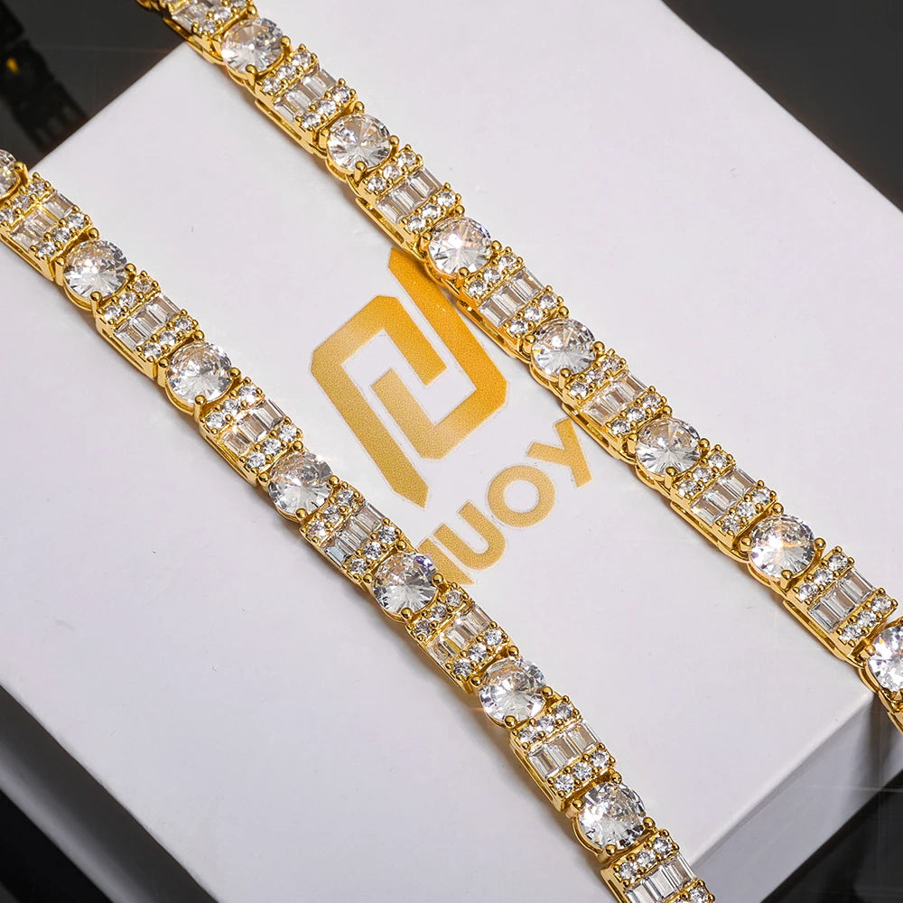 Iced Diamond Tennis Chain Silver Plated Brass Zirconia Necklace