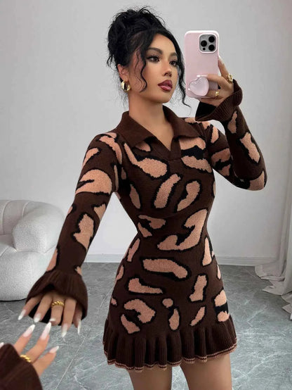 Leopard Print Knit Bodycon Dress