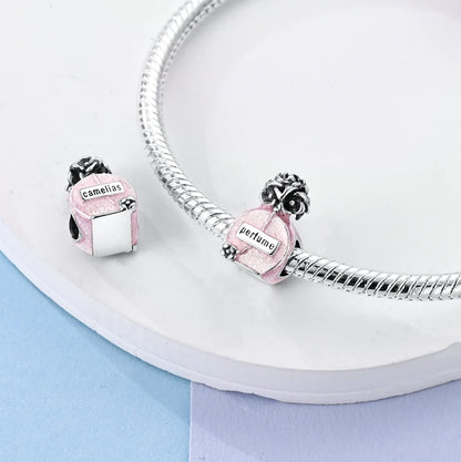 Romantic Pink Crown Perfume Bottle Charms Beads Fit Qikaola Bracelets Fine Jewelry