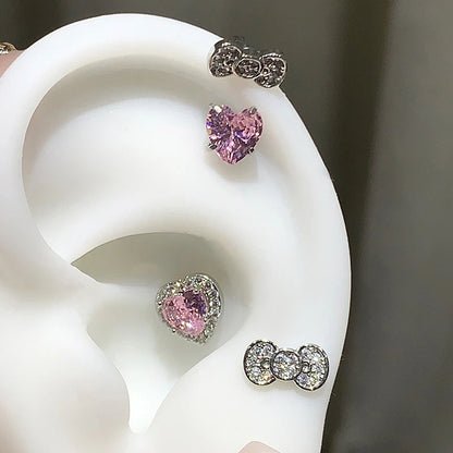 Cute Bowknot Love Heart Zircon Earring Punk Jewelry