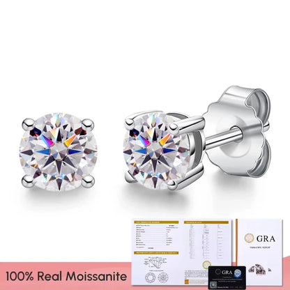 Passed Moissanite Diamond Stud Earrings Women Fine Jewelry