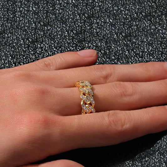 Sparkling VVS Diamond Ring Moissanite Cuban Jewelry
