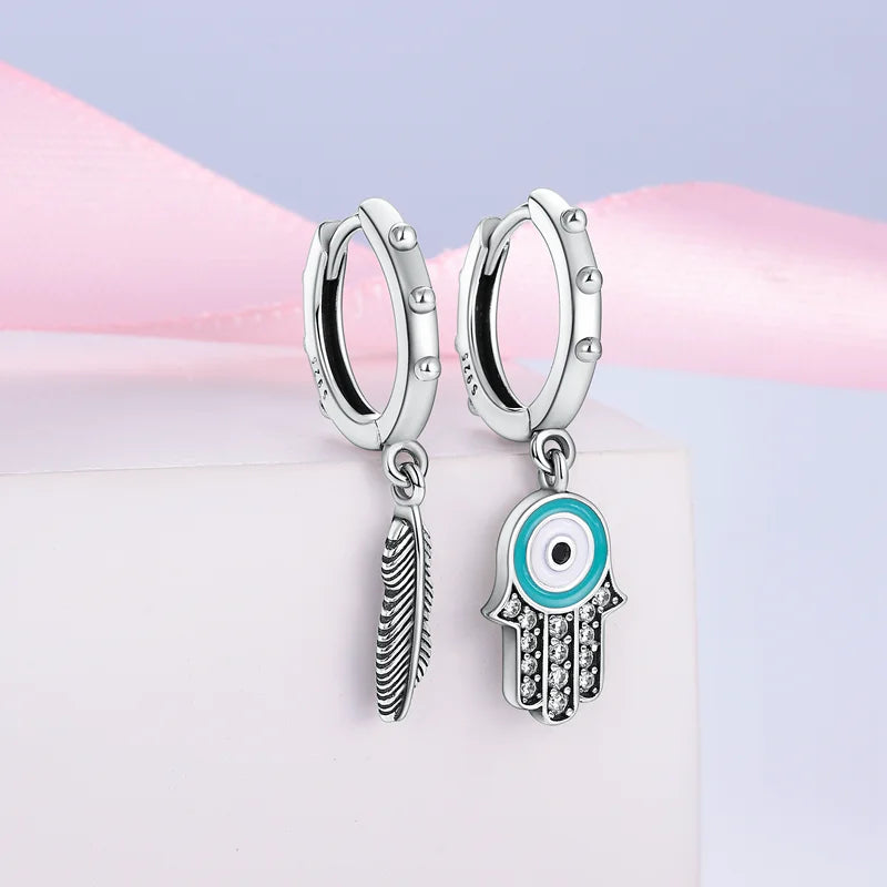 Dreamcatcher Snake Bone Earrings Cross Devil's Eye Feather Ear drop Earring Women Fine Jewelry