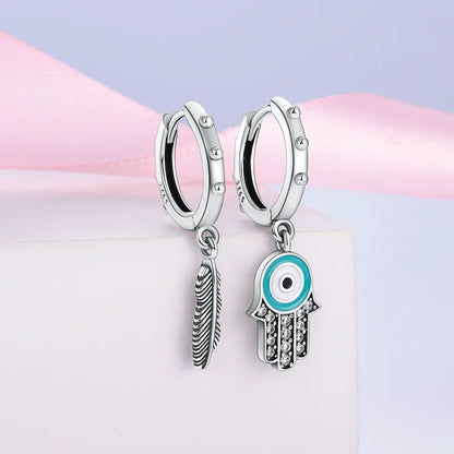 Dreamcatcher Snake Bone Earrings Cross Devil's Eye Feather Ear drop Earring Women Fine Jewelry