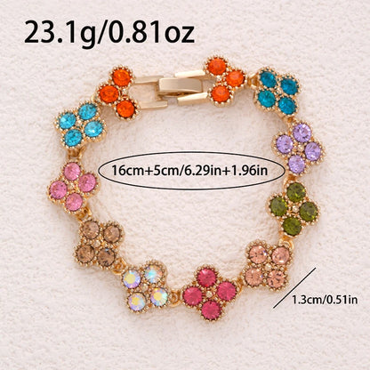 Sparkling Rhinestone Four Leaf Clover Hand Bracelet For Women