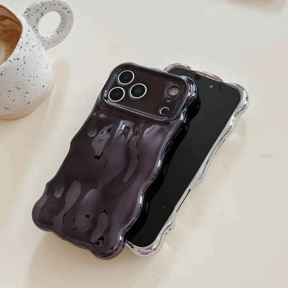 Luxury Curved Waves 3D Bubble Plating Phone Case For iPhones