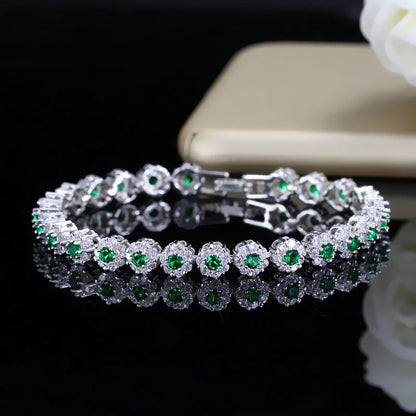 Trendy Cubic Zirconia Stone Silver Color Tennis Bracelets