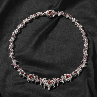 Red Eyes Necklaces for Men Iced Out Thrilled Claws Red Cubic Zirconia Chain Necklace