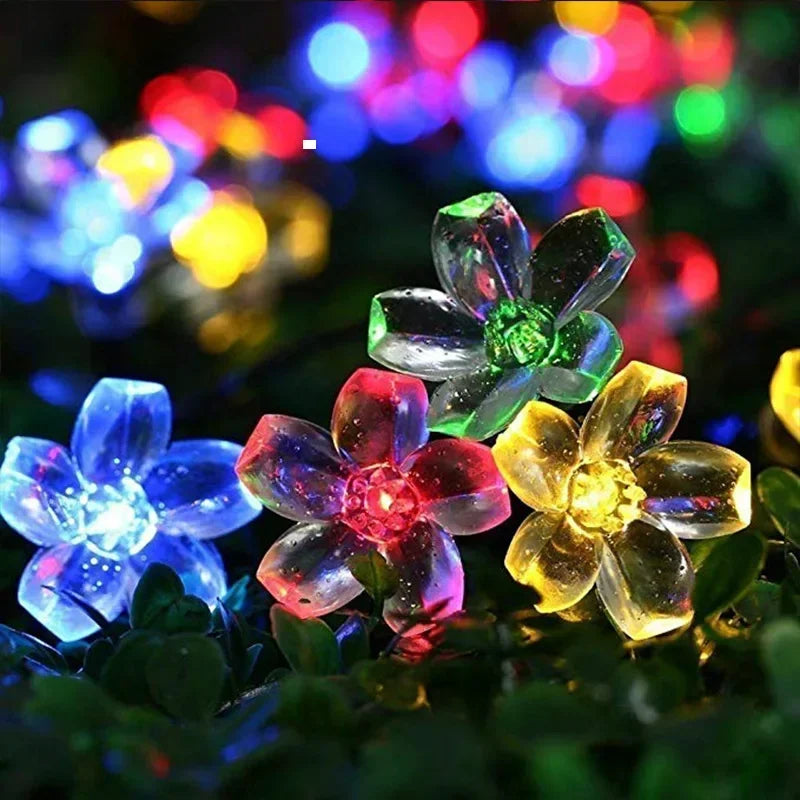 Cherry Blossom LED String Lights Outdoor Solar-Powered Flower Fairy Lights