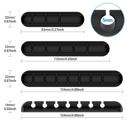 Adhesive Cable Holder Clips Rubber Cord Management Organizer for Desktop USB Charging Cable Nightstand Power Mouse Cord