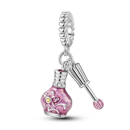Romantic Pink Crown Perfume Bottle Charms Beads Fit Qikaola Bracelets Fine Jewelry