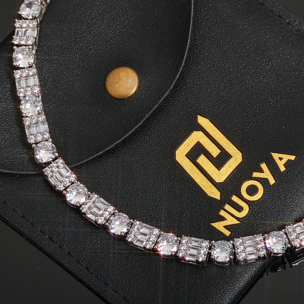 Iced Diamond Tennis Chain Silver Plated Brass Zirconia Necklace