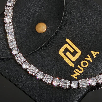 Iced Diamond Tennis Chain Silver Plated Brass Zirconia Necklace