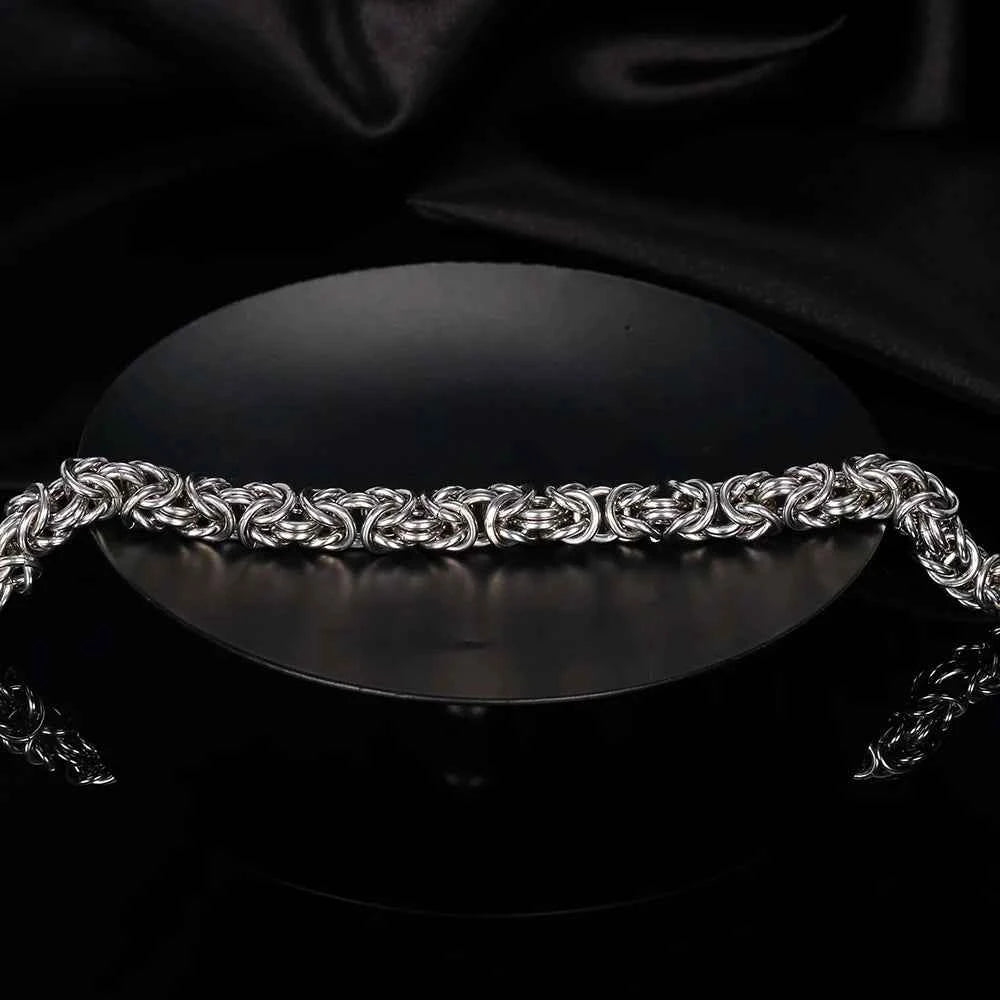 New S925 Sterling Silver Byzantine Emperor Chain Bracelet