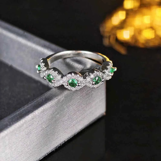 Green zircon eternity Rings