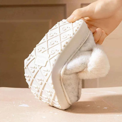 Platform Slippers Women Wedge Memory Foam  TPR Non Slip Sole Warm Fuzzy Winter Durable Bedroom Shoes Cozy Comfort