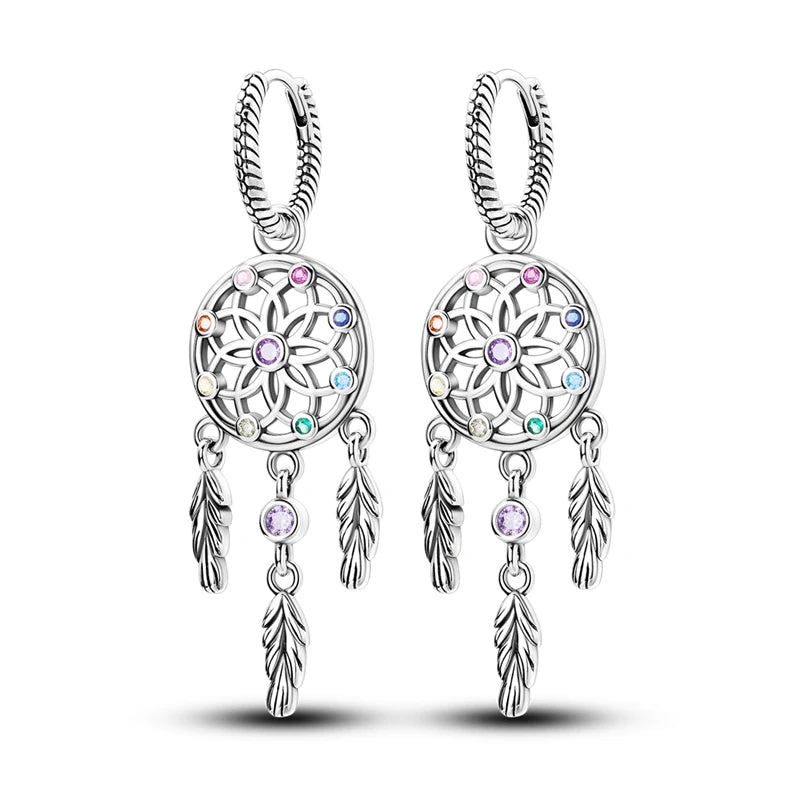 Dreamcatcher Snake Bone Earrings Cross Devil's Eye Feather Ear drop Earring Women Fine Jewelry