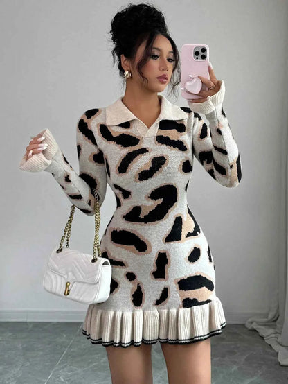 Leopard Print Knit Bodycon Dress