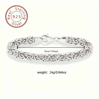 New S925 Sterling Silver Byzantine Emperor Chain Bracelet