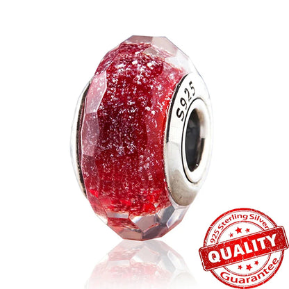 Colorful Flower Murano Glass Charm Fit Original Bracelet Necklace Heart Fine Jewelry