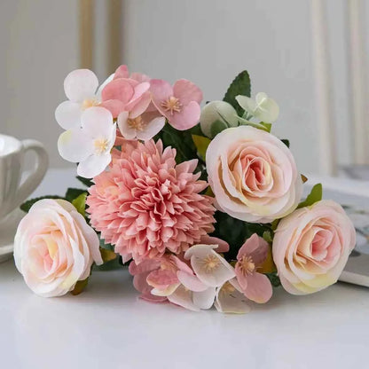 Artificial Flowers Silk Rose Bouquet Fake Plants Decoration Accessories