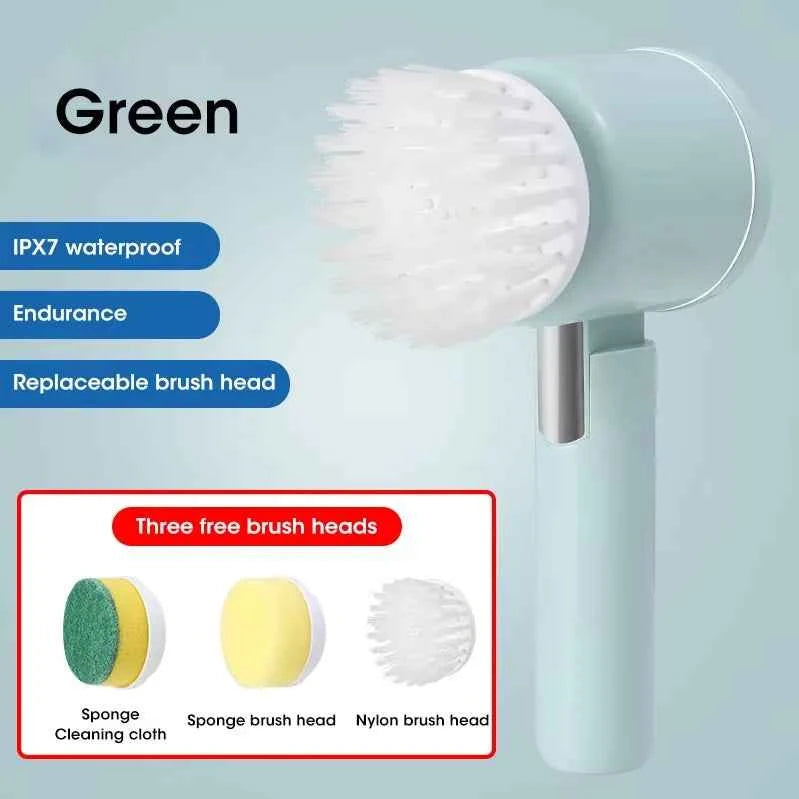 5-in-1 Electric Spin Scrubber Brush For Bathroom Tile Bathtub Sink, Power Scrubber With 5 Replaceable Brush Heads - DFShop