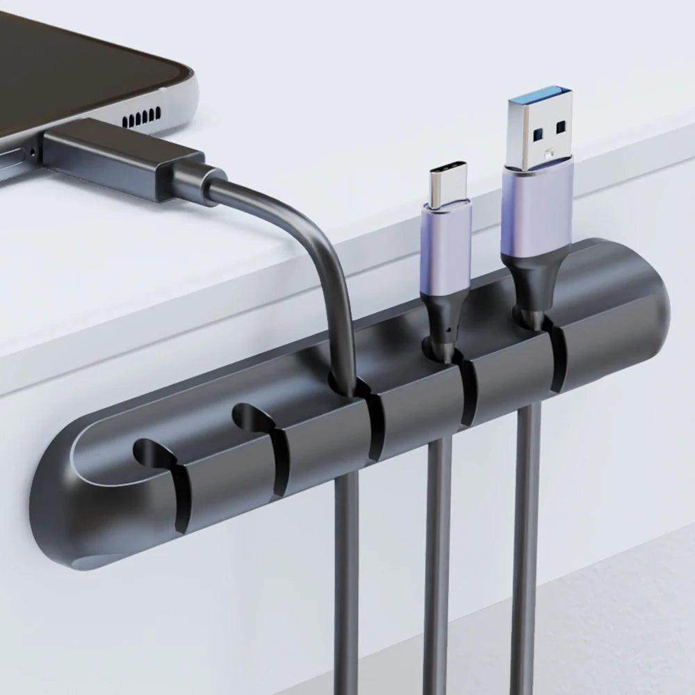 Adhesive Cable Holder Clips Rubber Cord Management Organizer for Desktop USB Charging Cable Nightstand Power Mouse Cord