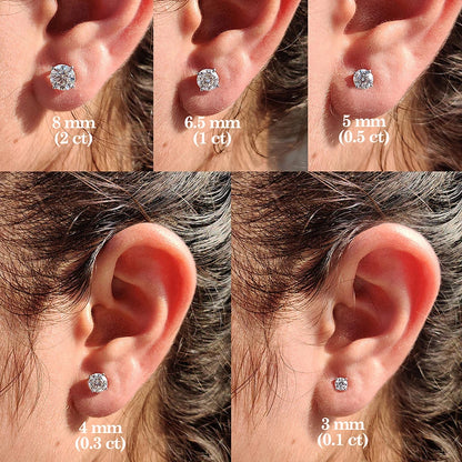 Passed Moissanite Diamond Stud Earrings Women Fine Jewelry