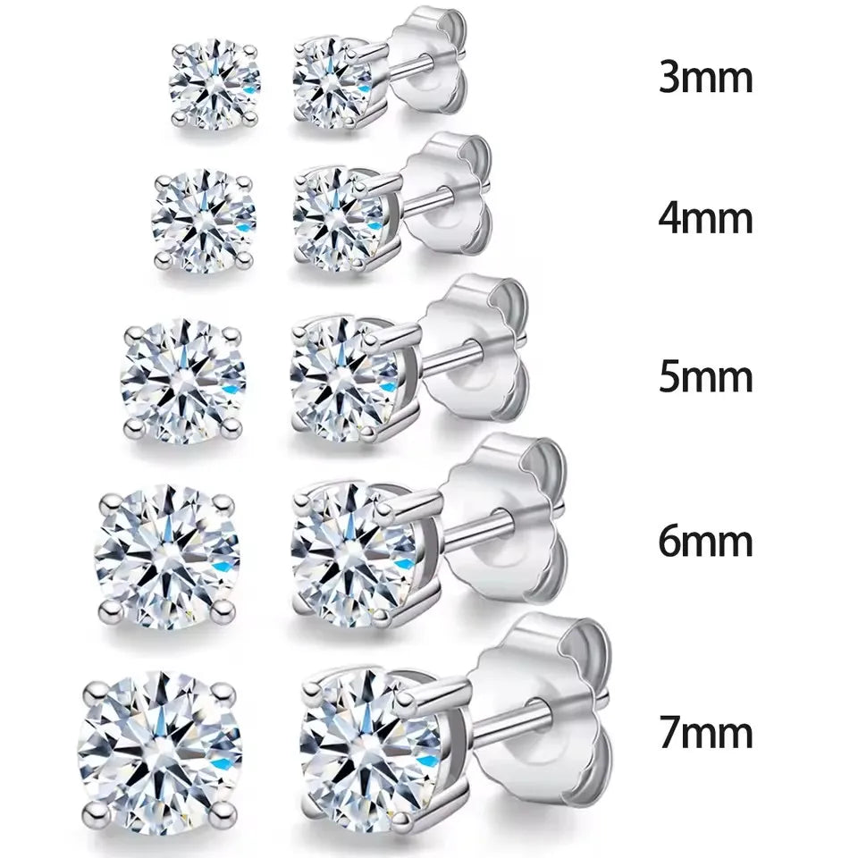 Passed Moissanite Diamond Stud Earrings Women Fine Jewelry