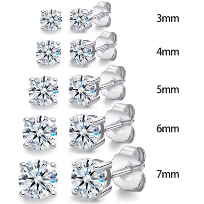 Passed Moissanite Diamond Stud Earrings Women Fine Jewelry