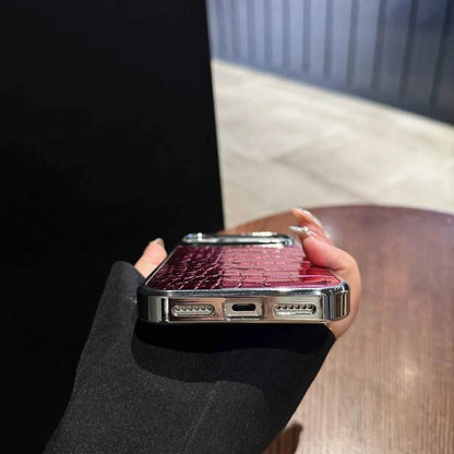 Plating Colorful Crocodile Leather Texture Phone Case For iPhones