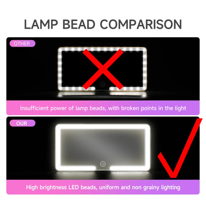 LED HD Car Interior Mirror Sun Visor Plate with Rechargeable Fill Light Thin Vanity Makeup Mirror for Women Universal Design