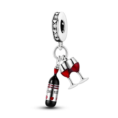 Red Charm Bead Bracelet Pendant Car Coffee Cherry For Woman Jewelry