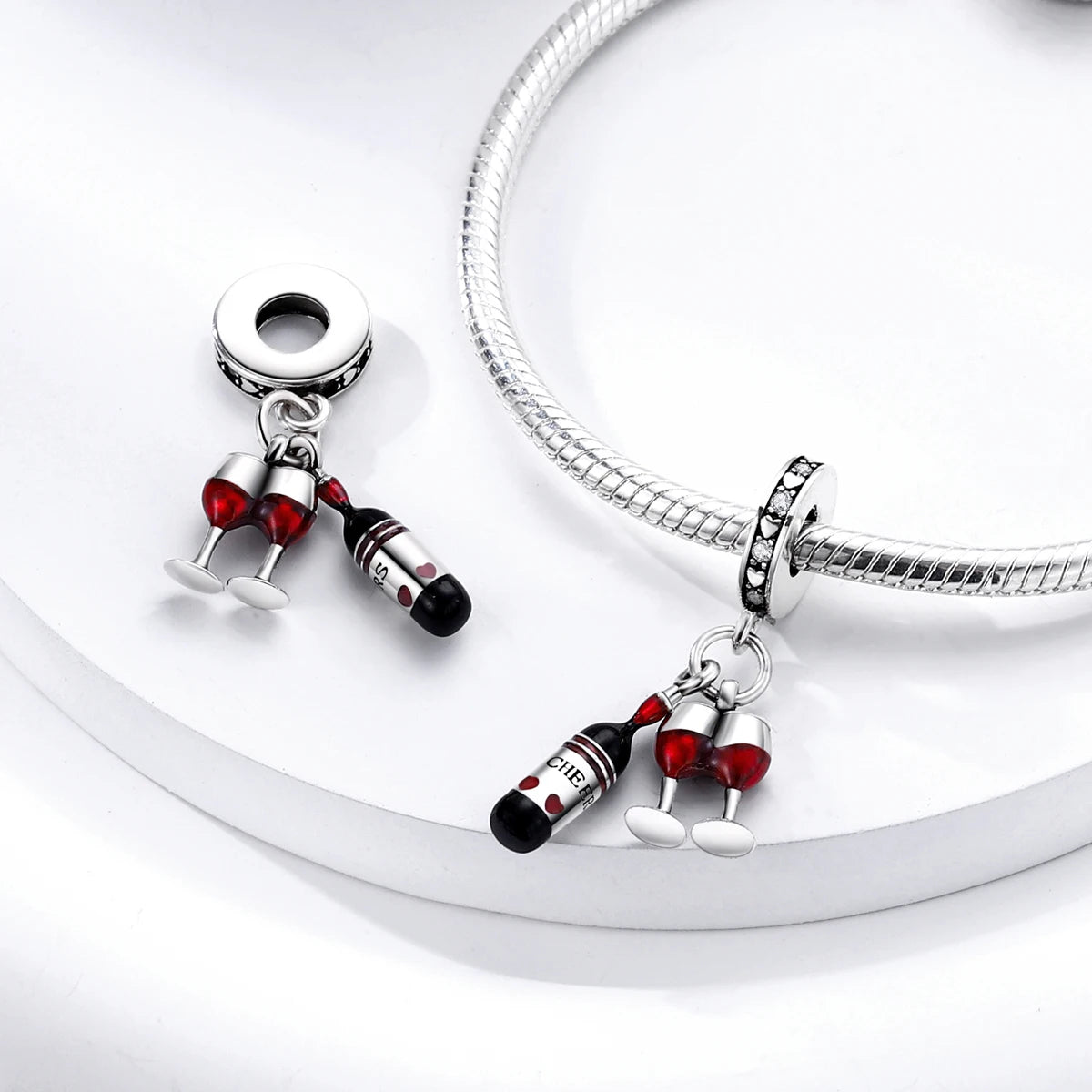 Red Charm Bead Bracelet Pendant Car Coffee Cherry For Woman Jewelry