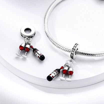 Red Charm Bead Bracelet Pendant Car Coffee Cherry For Woman Jewelry
