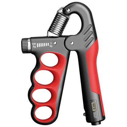 DFShop adjustable hand grip strengthener with ergonomic red and black design and tension dial