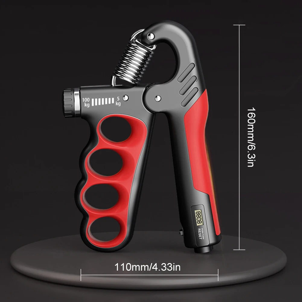 DFShop adjustable hand grip strengthener in black and red with ergonomic design and tension dial